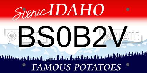 BS0B2V Idaho License Plate