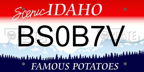 BS0B7V Idaho License Plate