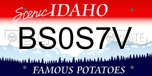 BS0S7V Idaho License Plate