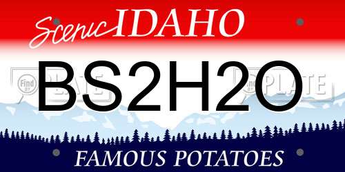 BS2H2O Idaho License Plate