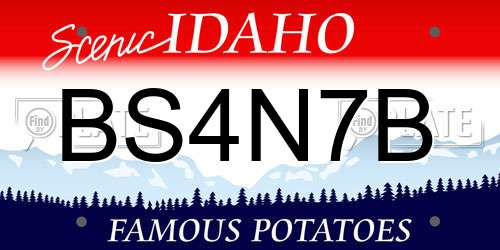 BS4N7B Idaho License Plate