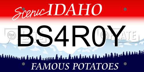BS4R0Y Idaho License Plate