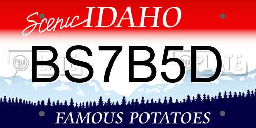 BS7B5D Idaho License Plate