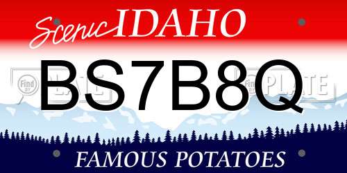 BS7B8Q Idaho License Plate