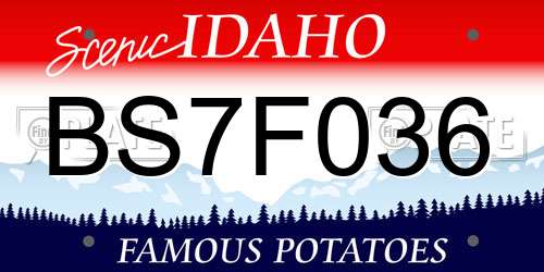 BS7F036 Idaho License Plate