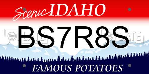 BS7R8S Idaho License Plate