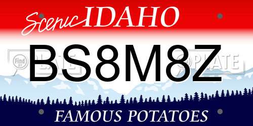 BS8M8Z Idaho License Plate