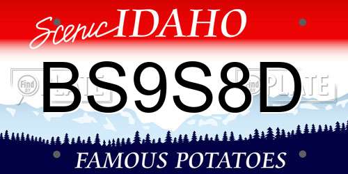 BS9S8D Idaho License Plate