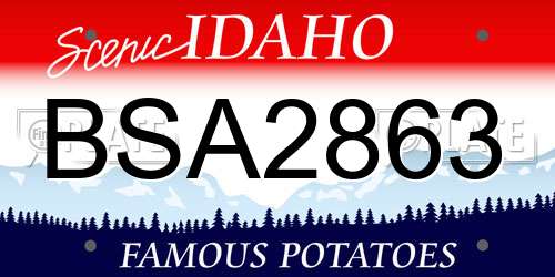 BSA2863 Idaho License Plate