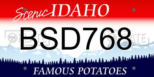 BSD768 Idaho License Plate