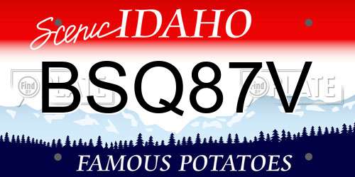 BSQ87V Idaho License Plate