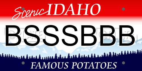 BSSSBBB Idaho License Plate