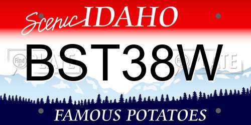 BST38W Idaho License Plate