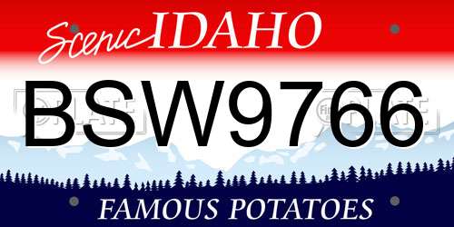 BSW9766 Idaho License Plate