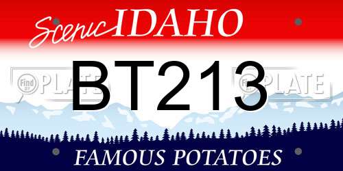 BT213 Idaho License Plate
