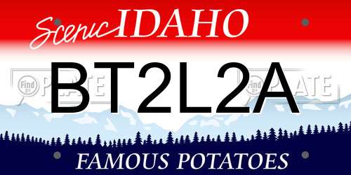 BT2L2A Idaho License Plate