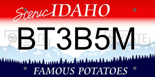 BT3B5M Idaho License Plate