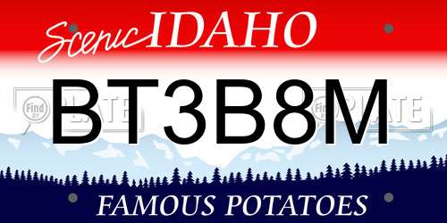 BT3B8M Idaho License Plate