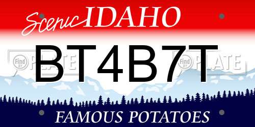 BT4B7T Idaho License Plate