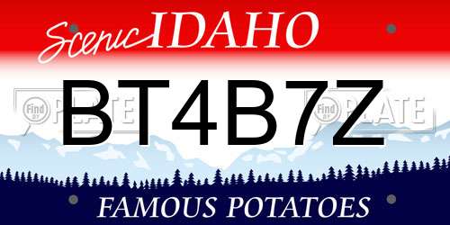BT4B7Z Idaho License Plate