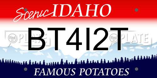BT4I2T Idaho License Plate