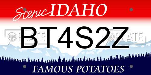 BT4S2Z Idaho License Plate