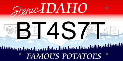 BT4S7T Idaho License Plate