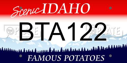 BTA122 Idaho License Plate