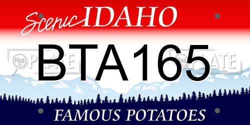 BTA165 Idaho License Plate