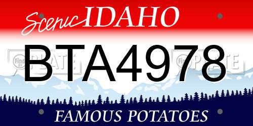 BTA4978 Idaho License Plate