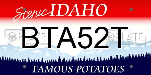 BTA52T Idaho License Plate