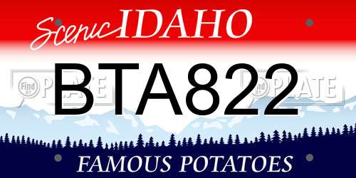 BTA822 Idaho License Plate
