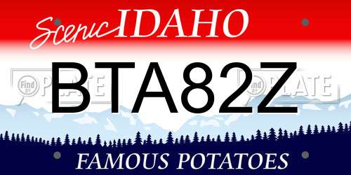 BTA82Z Idaho License Plate