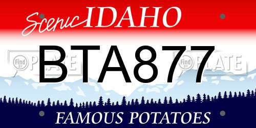 BTA877 Idaho License Plate