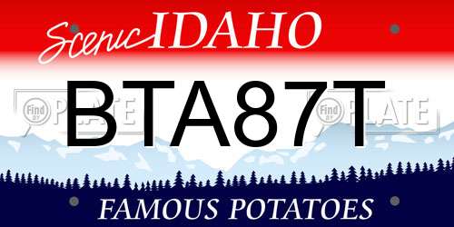 BTA87T Idaho License Plate