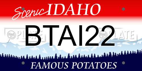 BTAI22 Idaho License Plate