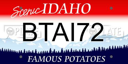 BTAI72 Idaho License Plate