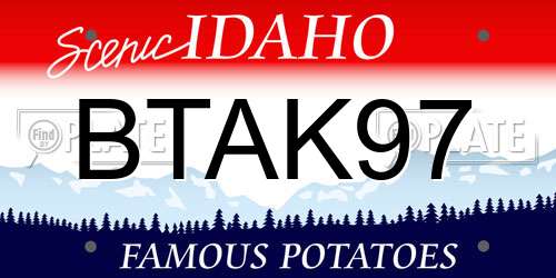 BTAK97 Idaho License Plate