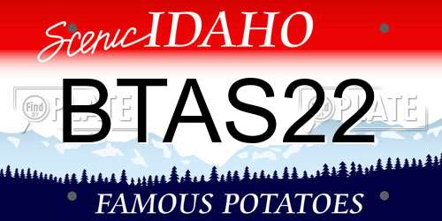BTAS22 Idaho License Plate