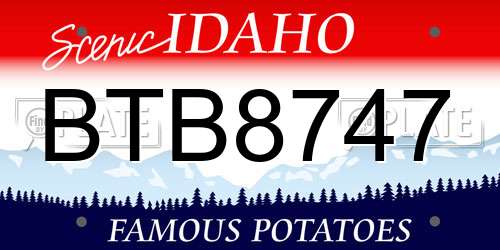 BTB8747 Idaho License Plate