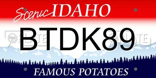 BTDK89 Idaho License Plate
