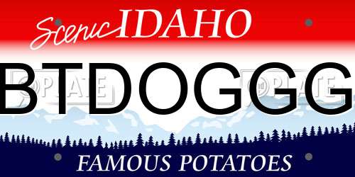 BTDOGGG Idaho License Plate