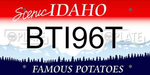 BTI96T Idaho License Plate