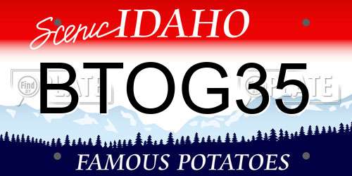 BTOG35 Idaho License Plate