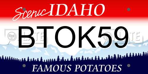 BTOK59 Idaho License Plate
