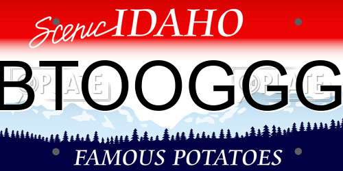 BTOOGGG Idaho License Plate