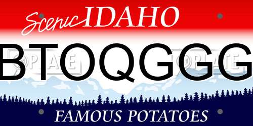 BTOQGGG Idaho License Plate