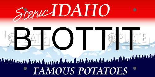BTOTTIT Idaho License Plate