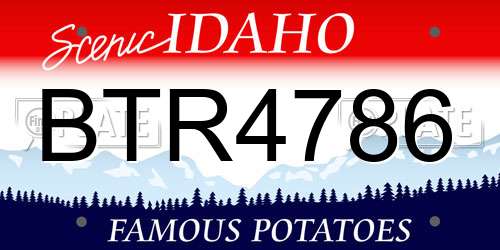 BTR4786 Idaho License Plate