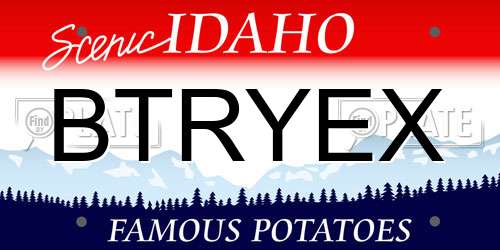 BTRYEX Idaho License Plate